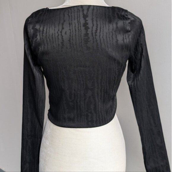 Zara black satin long sleeve crop top - Picture 5 of 6